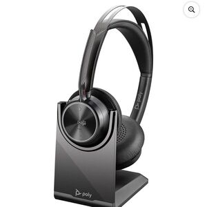 HP Poly Voyager Focus 2 Wireless Headset with Stand new w/extras